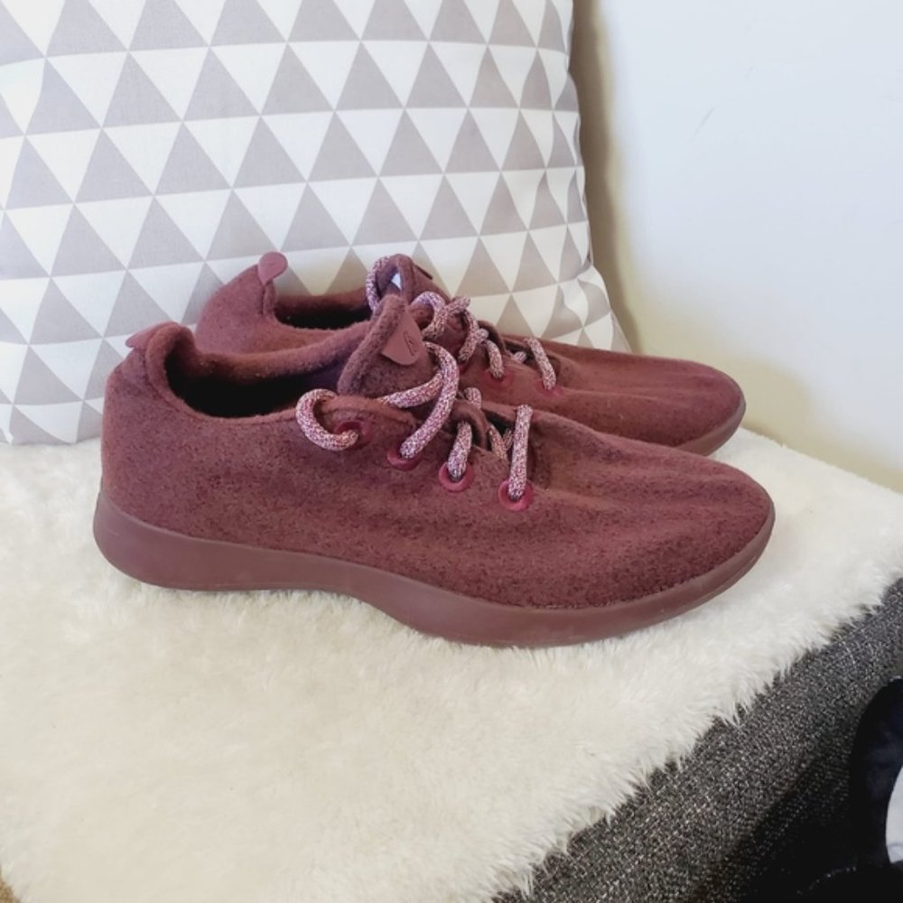 Allbirds Burgundy Wool Womens Light Weight Running Shoes Sneakers 9 - Picture 2 of 6